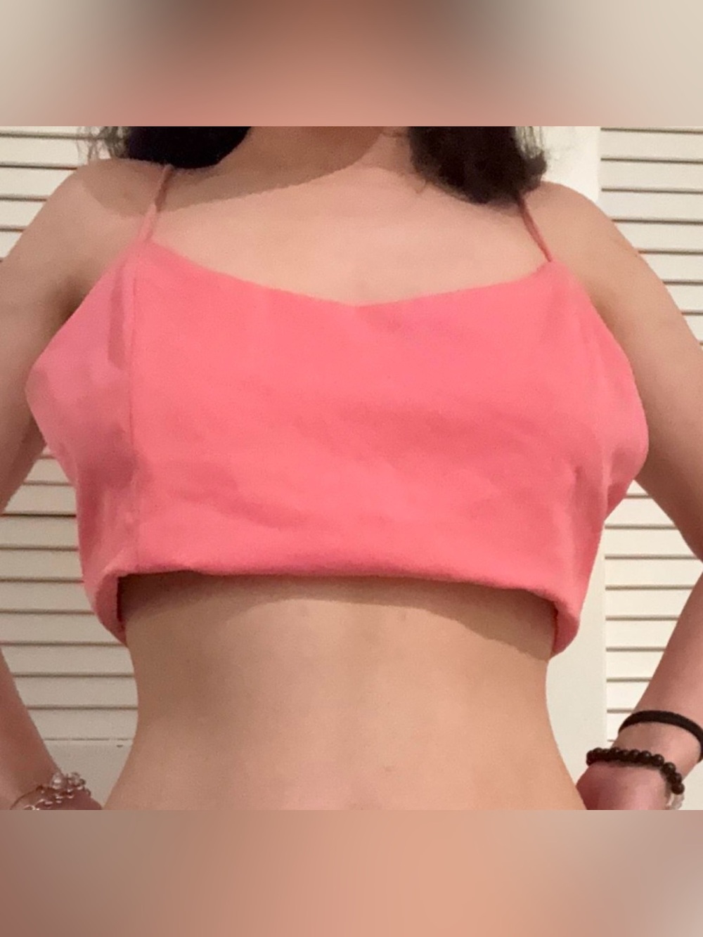 Dance & Marvel Coral Pink Cropped Cami with Thin Straps